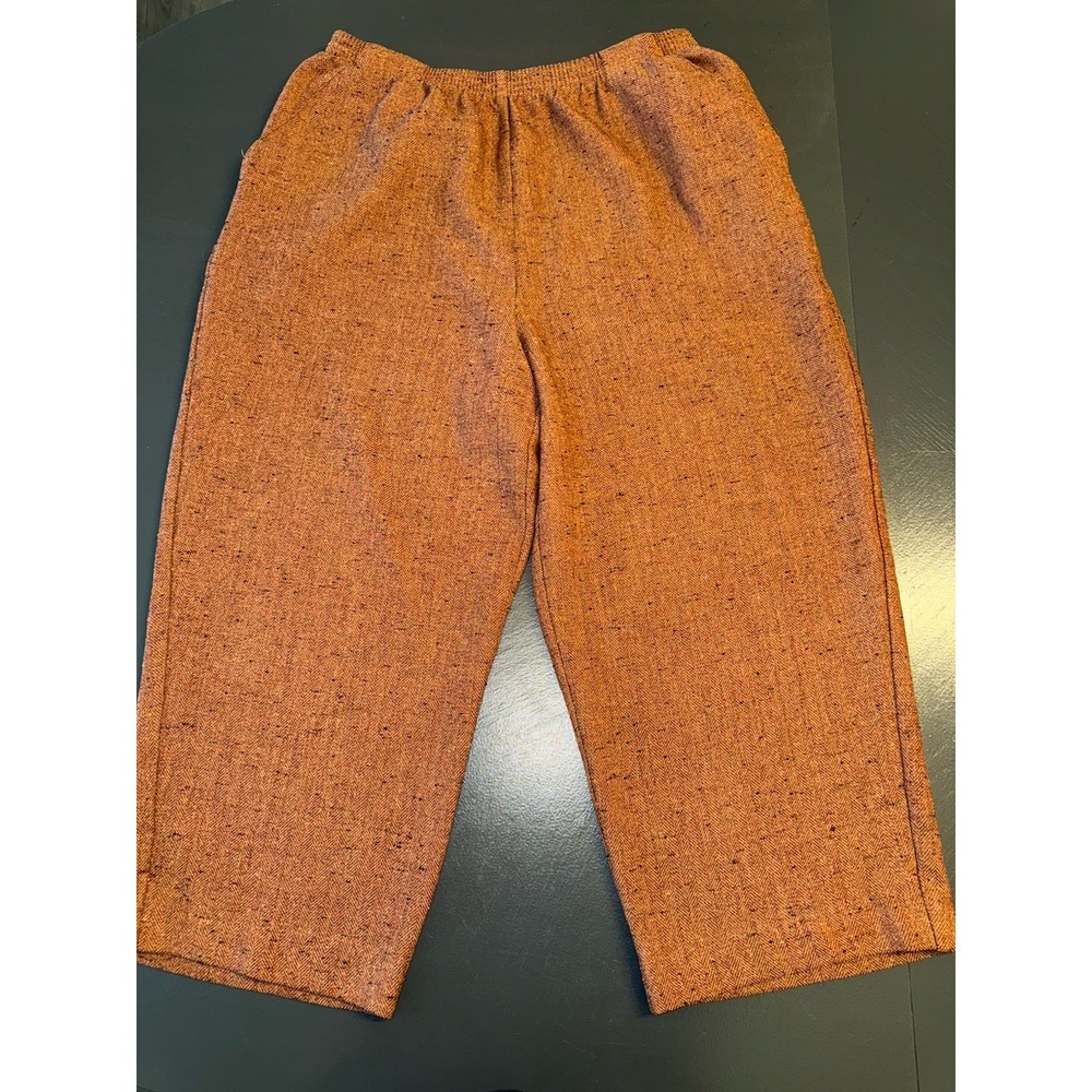 Vintage Blair Tweed Herringbone Crop Stretch Waste Capri Size L‎ Pockets RARE!!